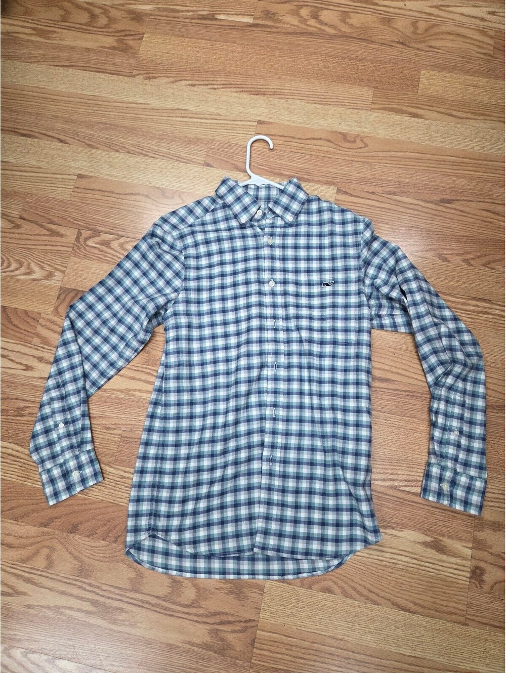 Vineyard Vines Blue and Green Plaid Button-Down Shirt XS Lightweight
